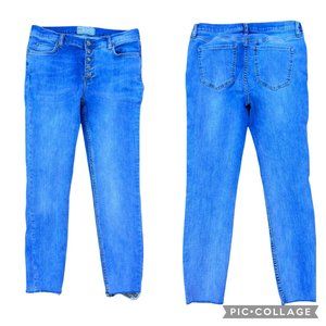 Free People Button Fly Skinny Medium Rise Skinny Jeans Raw Hem Women's 29